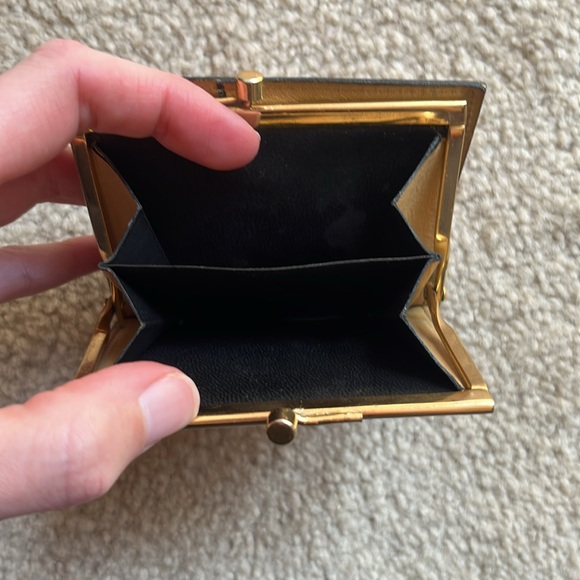 Vintage Holt Renfrew Tan Leather Wallet with Gold Hardware and Black Trim - Picture 7 of 12